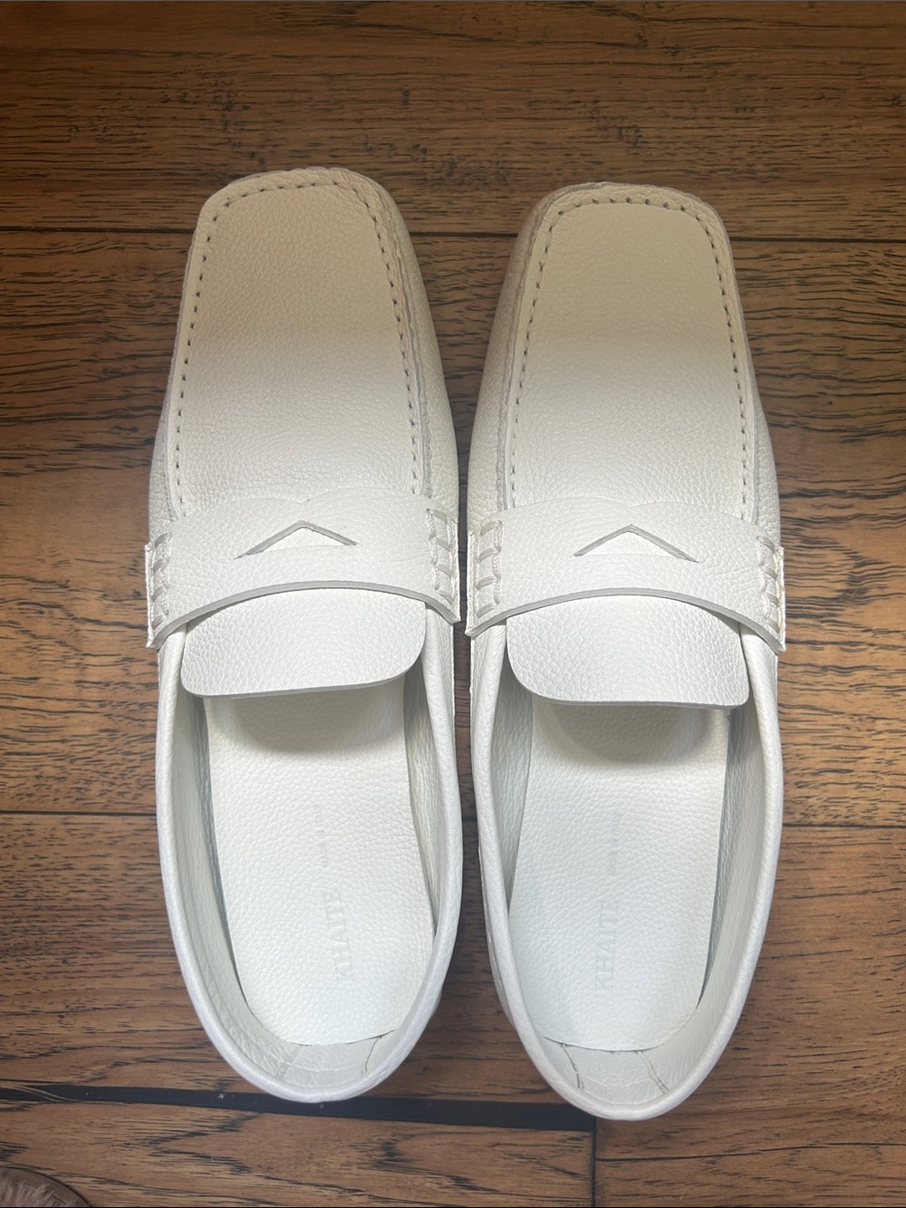 Khaite White Leather Slip-On Loafers